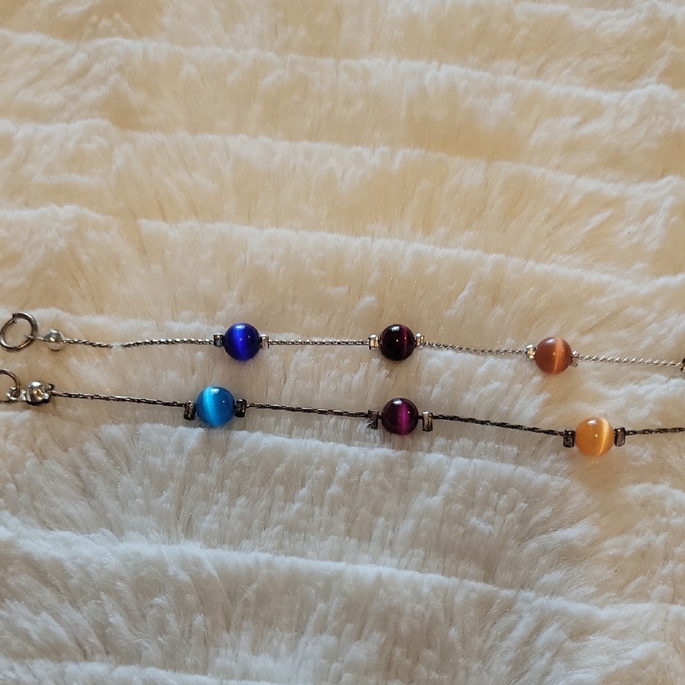Set Of 2 Colorful Beaded Sterling Silver Bracelets - Picture 3 of 4